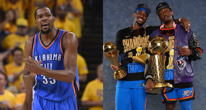 網友疑問看雷霆隊奪冠有什麼感想，KD 開嘴回嗆：「笑死，10 年也該奪冠了吧？」